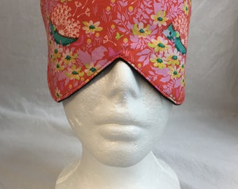 Tula Pink Hedgehog Sleep Mask, Travel Mask, Cotton Eye Mask, Blindfold - Choose Color