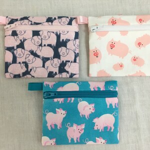Porta-moedas com zíper plano Pigs, carteira para cartão de crédito, bolsa para fones de ouvido, suporte para iPod
