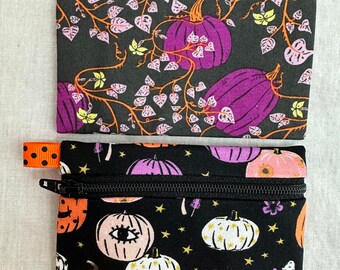 Halloween Pumpkin Flat Zipper Coin Purse, Credit Card Wallet, Small Zipper Pouch, Pocket Coin Purse