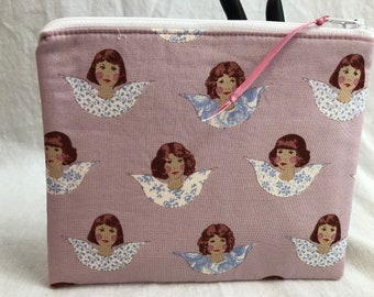 Tilda Angel Medium Padded Zipper Bag, Cosmetic Pouch, Organizer Bag, Accessory Pouch