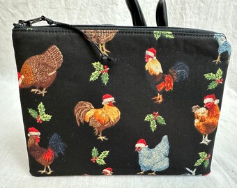 Hähne & Hühner Kosmetiktasche – PVC, 18,5x7,5x13 Cm, Süßes Design, Perfekt Für Reise, Arbeit, Gym