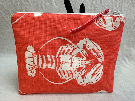 Lobsters buy Quilted Zipper Bag, Wet Bag, Zipper Bag, Quilted Pouch, Dopp Kit, Diaper Bag Insert, Cosmetics Bag, Stroller Bag, Travel Pouch