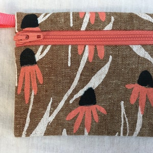 Flowers Flat Zipper Coin Purse, Credit Card Wallet, Earbud Pouch, AirPod Case