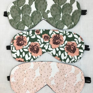 Cactus & Flowers Cotton Sleep Mask Set, Eye Mask, Travel Mask, Blindfold