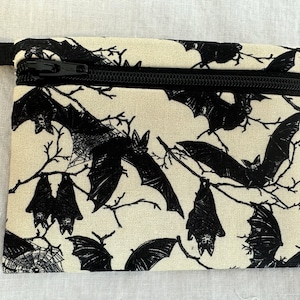 Bats Flat Zipper Coin Purse, AirPod Case, Credit Card Wallet, Small Zipper Pouch