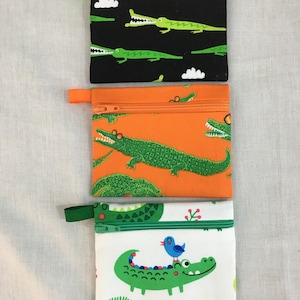Crocodiles / Alligators Flat  Zipper Coin Purse, Credit Card Wallet, Earbud Pouch, IPod Holder