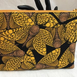 Golden Moths Medium Padded Zipper Bag, Moths Zipper Pouch, Cosmetoc Bag, Travel Pouch