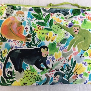 Monkeys Padded Medium Zipper Cosmetic Bag, Organizer Pouch, Zipper Bag