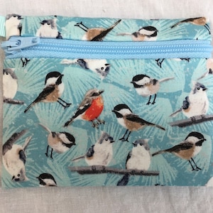 Bolsa de moedas com zíper plano para pássaros de quintal, carteira de cartão de crédito, bolsa para fones de ouvido, capa para AirPod