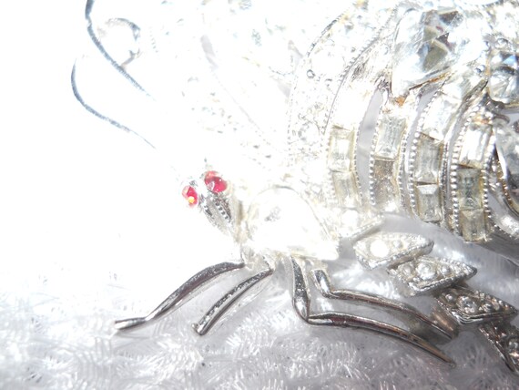 Reduced Vintage BUTTERFLY BROOCH BOGOFF Clear Sto… - image 4