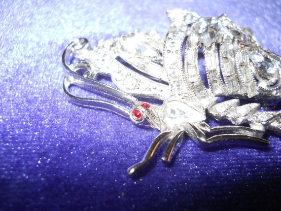 Reduced Vintage BUTTERFLY BROOCH BOGOFF Clear Sto… - image 3