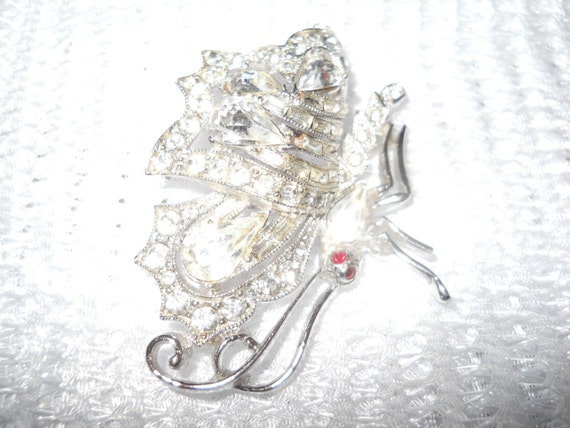 Reduced Vintage BUTTERFLY BROOCH BOGOFF Clear Sto… - image 7