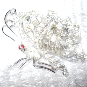 Vintage BUTTERFLY BROOCH BOGOFF Clear Stones Rare Figural Spectacular Signed