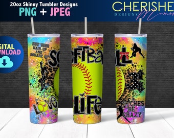 Softball Life 20oz Sublimation Tumbler Wrap