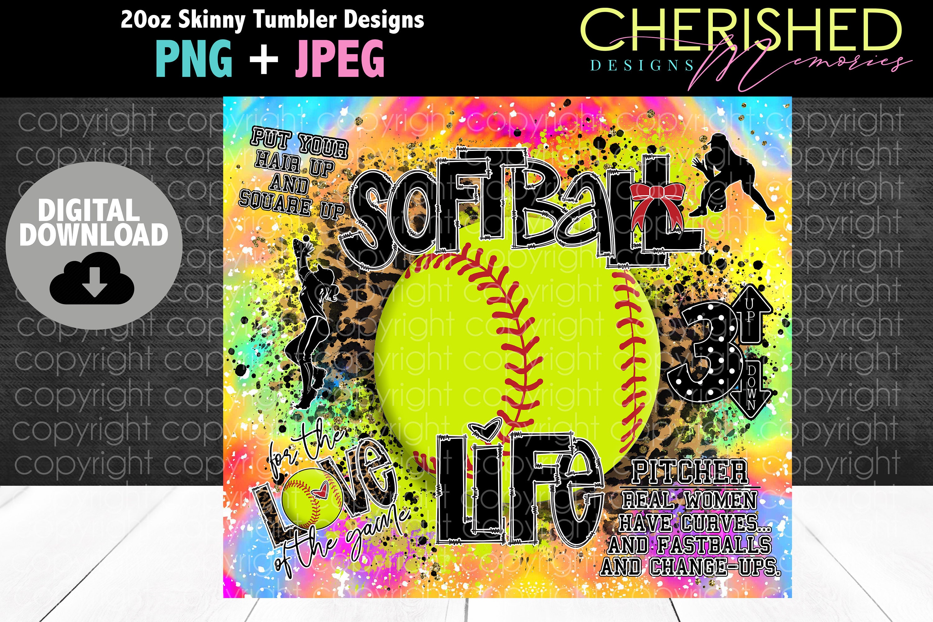 Softball Life Pitcher 20oz Sublimation Tumbler Wrap Etsy