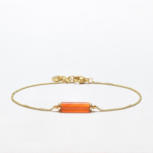 Gold Production GP Firenze Italian Charm – Genuine Carnelian Stone Oval, 9mm Stainless Steel