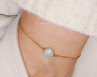 Dainty gemstone chain bracelet | Thin steel bracelet with crystal |  Friendship bracelet gift | More colours