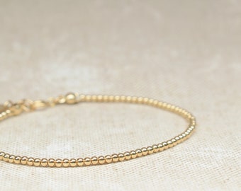 Gold filled beaded bracelet, Simple gold layering wristlet, Fine gold filled jewelry, Silver, Rose gold