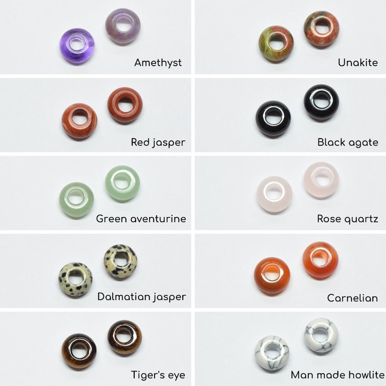 Edelsteen donuts voor oorringen of ketting, Verwisselbare halfedelsteen ringen per paar, Mismatched oorbellen, Unisex sieraden afbeelding 9