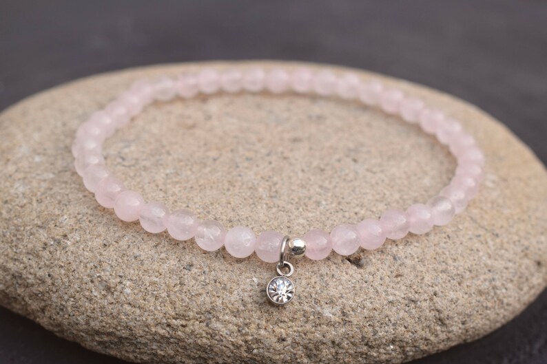 Rose quartz jewelry Gift for her Gemstone bracelet Love bracelet Rose quartz bracelet Dainty bracelet Pink beaded bracelet