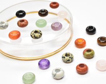 Gemstone donuts for hoop earrings or necklace, Add-on stone rings per pair, Unisex interchangeable charms, Mismatched earrings