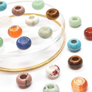 Gemstone donut beads for earrings or necklace, Add-on stone rings per pair, Unisex interchangeable charms for hoops