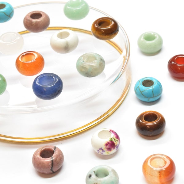 Edelstein Donut Perlen für Ohrringe oder Halskette, Add-on Ringe pro Paar, Unisex austauschbare Anhänger für Creolen