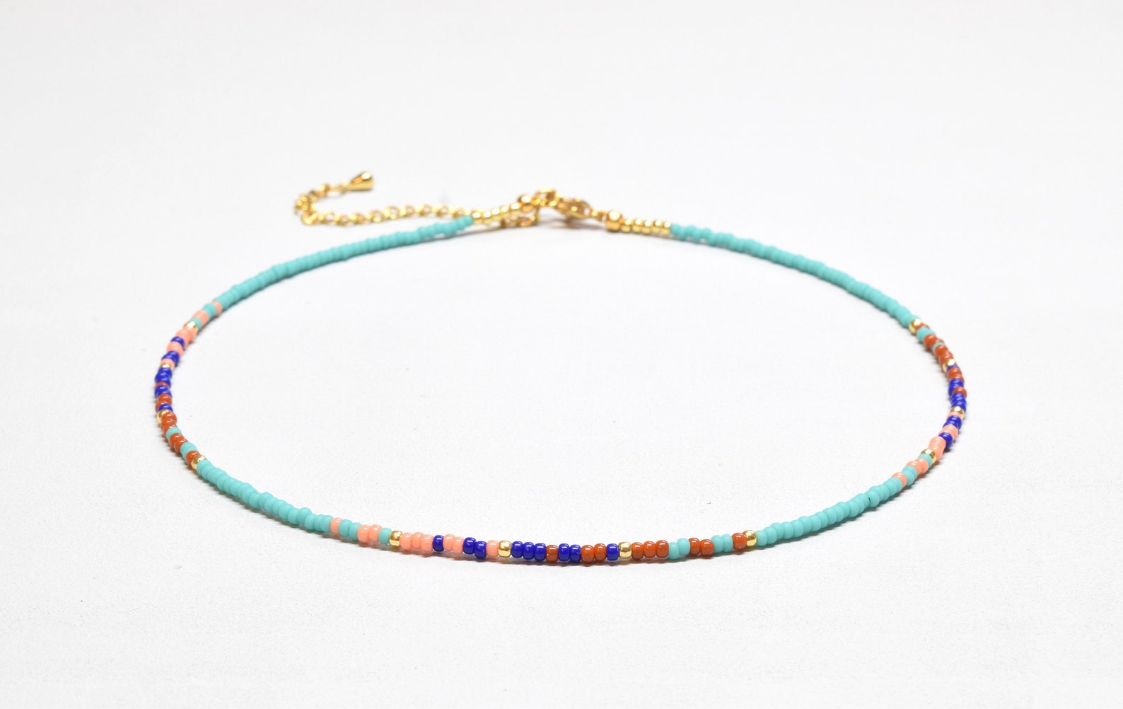 Türkis und rosa Ombre Samen Perlen Halsband zierliche | Etsy