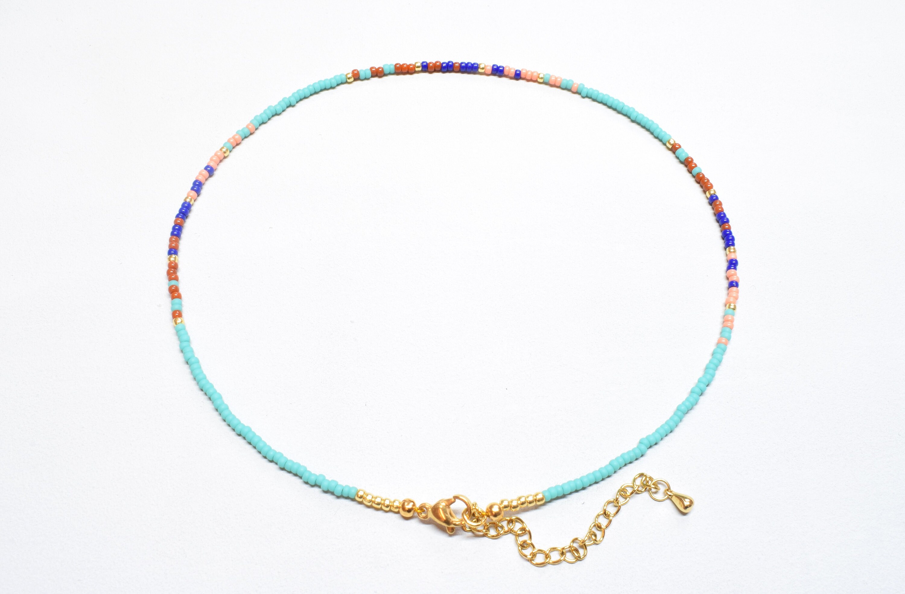 Türkis und rosa Ombre Samen Perlen Halsband zierliche | Etsy