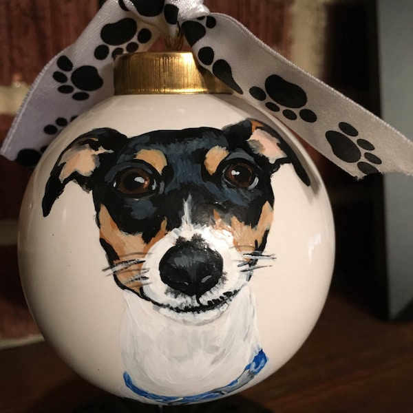 3 inch round - Your Pet on a Custom Hand Painted Ceramic Pet Ornament