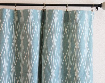 Orange Blue Curtains Etsy