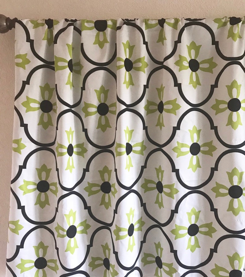 Pair Of 50 Wide Lime Blossom Curtain Panels Drapes Etsy