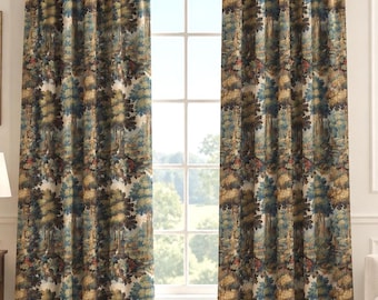 Pair of French Botanical tapestry panels drapes cafe curtains or 1 valance