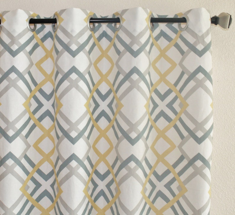 Pair 25 wide panels Premier Print Winston Saffron yelow rod pocket curtains drapes 25x63 25x84 25x96 25x108 yellow kiwi green sage navy