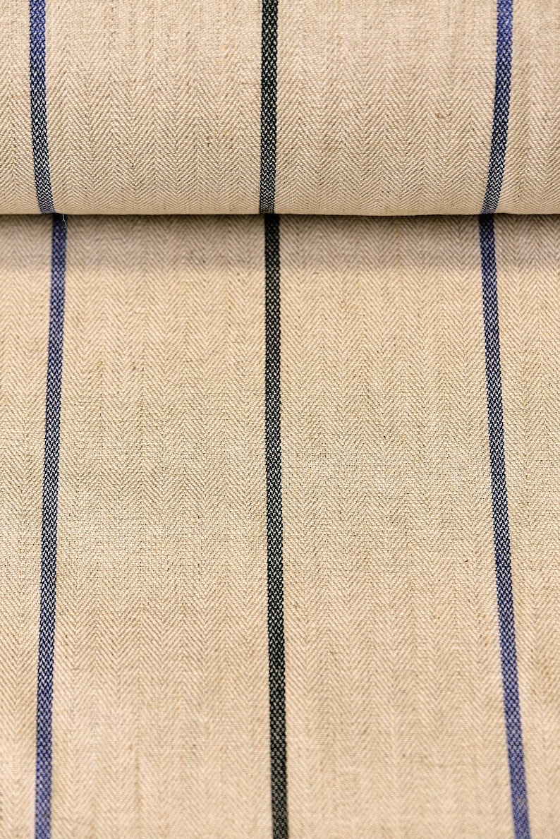 Pair of 25" and 50" wide 100% Herringbone Yarn Dyed Linen curtains panels drapes OR 1 valance (USA made) image 1
