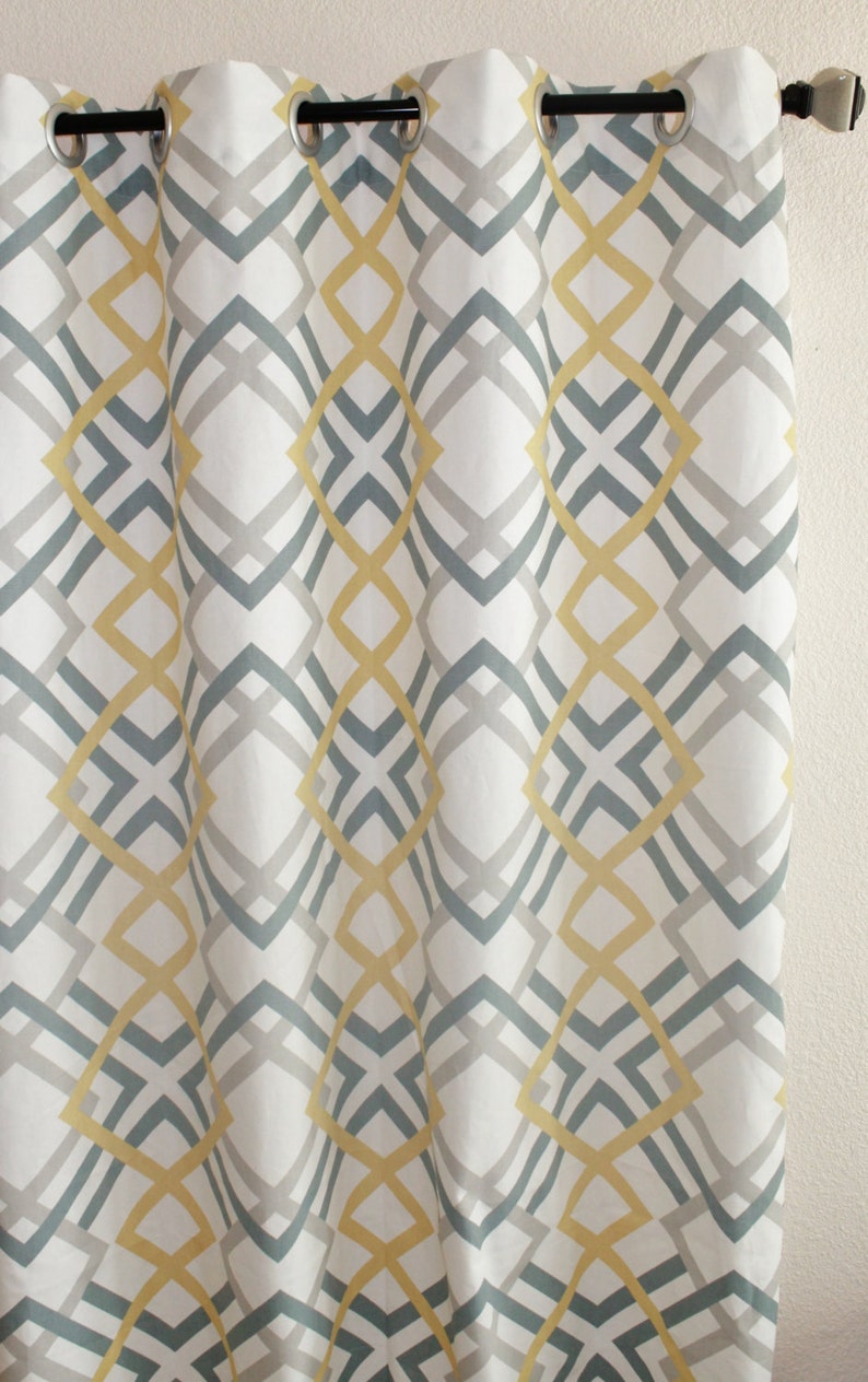 Pair 25 wide panels Premier Print Winston Saffron yelow rod pocket curtains drapes 25x63 25x84 25x96 25x108 yellow kiwi green sage navy