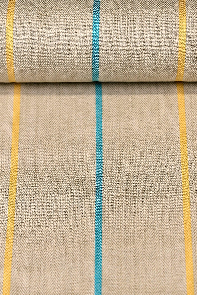 Pair of 25" and 50" wide 100% Herringbone Yarn Dyed Linen curtains panels drapes OR 1 valance (USA made) image 9
