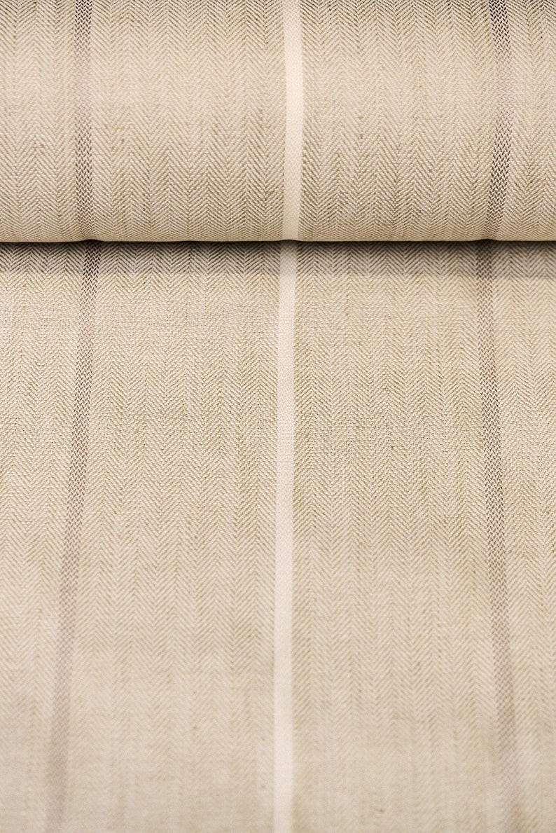 Pair of 25" and 50" wide 100% Herringbone Yarn Dyed Linen curtains panels drapes OR 1 valance (USA made) image 3