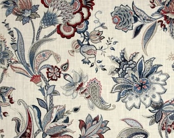 Pair 25" OR 50" wide P Kaufman Garden Floral rod pocket panels drapes cafe curtains 24 48 63 72 84 96 108 120" long red blue