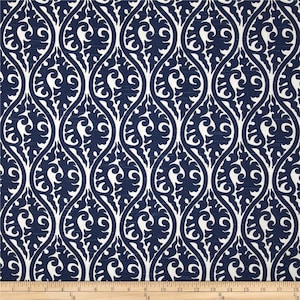 Pair 25 or 50&quot; wide panels Premier Print Kimono navy rod pocket drapes cafe curtains 24 36 48 63 84 96 108&quot; OR 1 valance  suzanni trellis