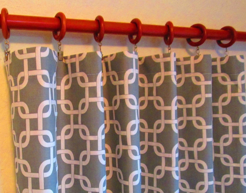 Two Gotcha Curtain Panels 50x84 84 Grey Geometric Curtains FREE SHIPPING