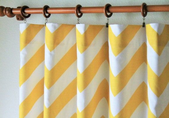 Pair 25 Wide Corn Yellow Big Zippy Chevron Curtain Etsy