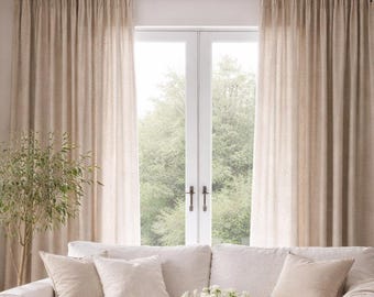 Panel drapeado 100 % lino: peso medio, opción de cenefa para cortinas con bolsillo para varilla, fabricado en EE. UU.