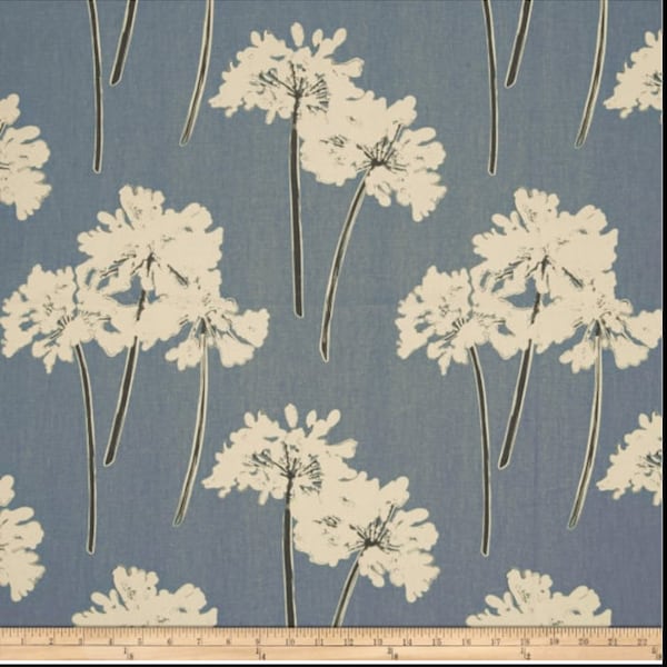 Pair 25" OR 50" wide Magnolia Serenity blue sail rod pocket curtains panels drapes 24 63 72 84 96 108 120" long OR 1 valance floral