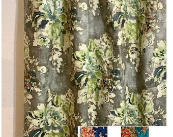 Par 25 O 50" de ancho Covington Venus floral rod bolsillo café cortinas paneles cortinas 24 63 72 84 96 108 120" largo azul humo de ceniza O 1 valance