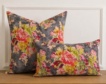 Covington Venus Basketweave floral pillow or lumbar cover grey decorative throw