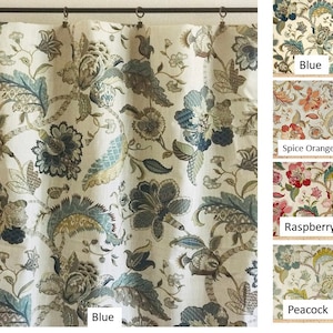 Pair 25 OR 50&quot; wide P Kaufman Finder Keepers cafe curtains panels drapes 24 63 72 84 96 108 120&quot; grey yellow red orange teal OR one valance