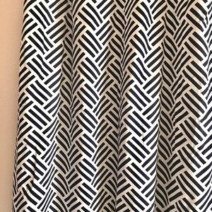 Pair 25 OR 50" wide Navy blue basketweave rod pocket curtains drapes 63 84 96 108 120" cafe curtains add grommets lining OR Valance image 1