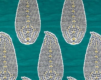 Funda de cojín decorativa de 14x14, 16x16, 18x18, 20x20, 22x22 y 24x24 pulgadas. Funda de almohada Robert Allen Stamp con estampado paisley, color azul aguamarina pavo real.