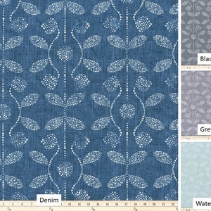 Pair 25 OR 50&quot; wide Premier Print Osamu rod panels drapes cafe curtains 24 36 48 63 84 96 108&quot; blue denim waterbury grey OR 1 valance